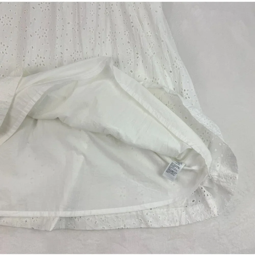 J. Crew Factory Eyelet Midi Dress Puff Sleeve Boho Summer Graduation‎ Coastal